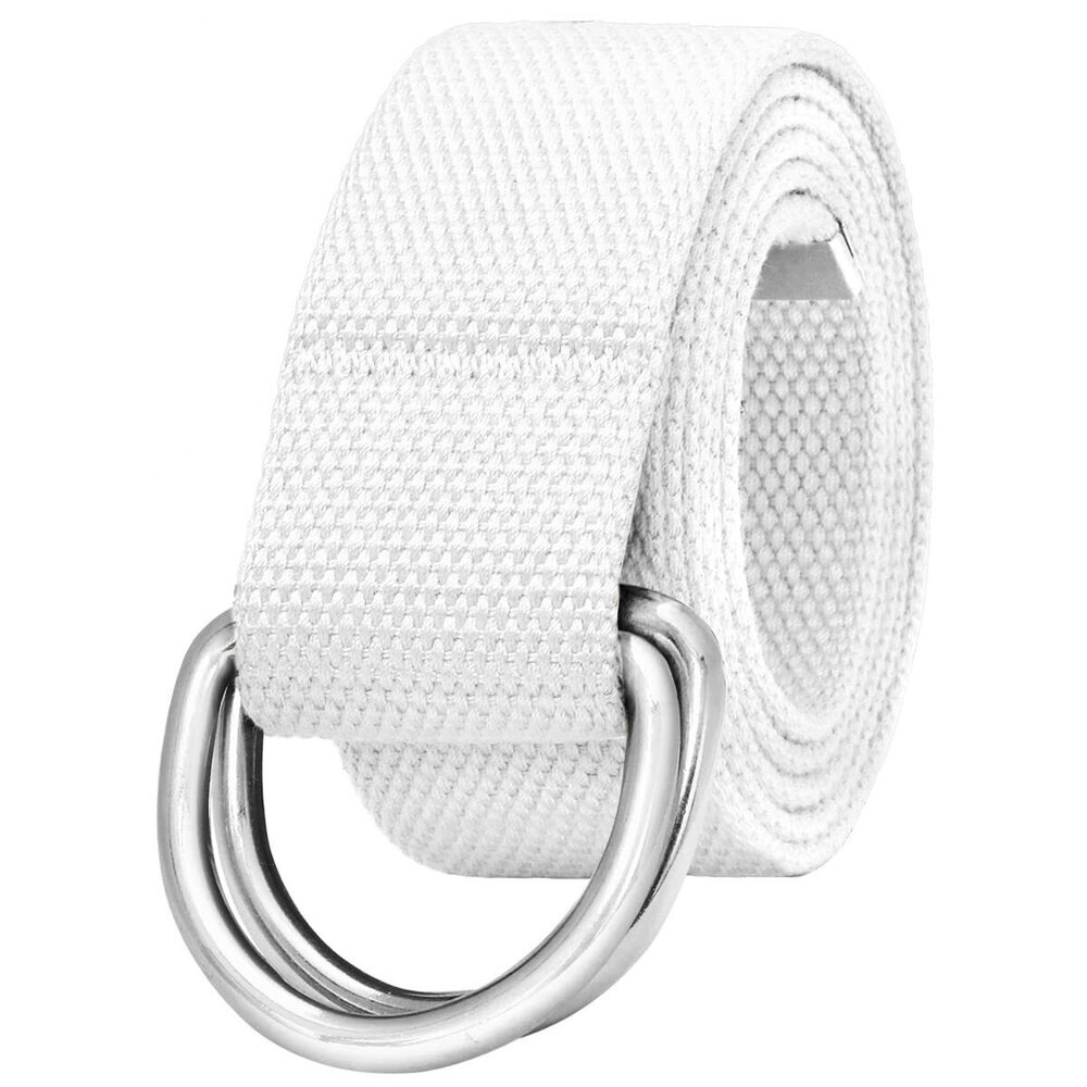 Canvas Web Belt Metal Double D Ring Buckle for Men Women Casual Cloth